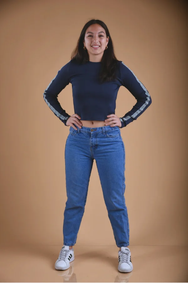 Navy Blue Long-Sleeve Top Organic Cotton - Humanity