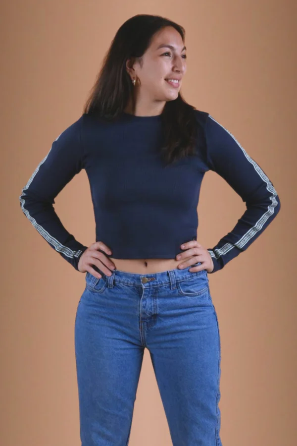 Navy Blue Long-Sleeve Top Organic Cotton - Humanity