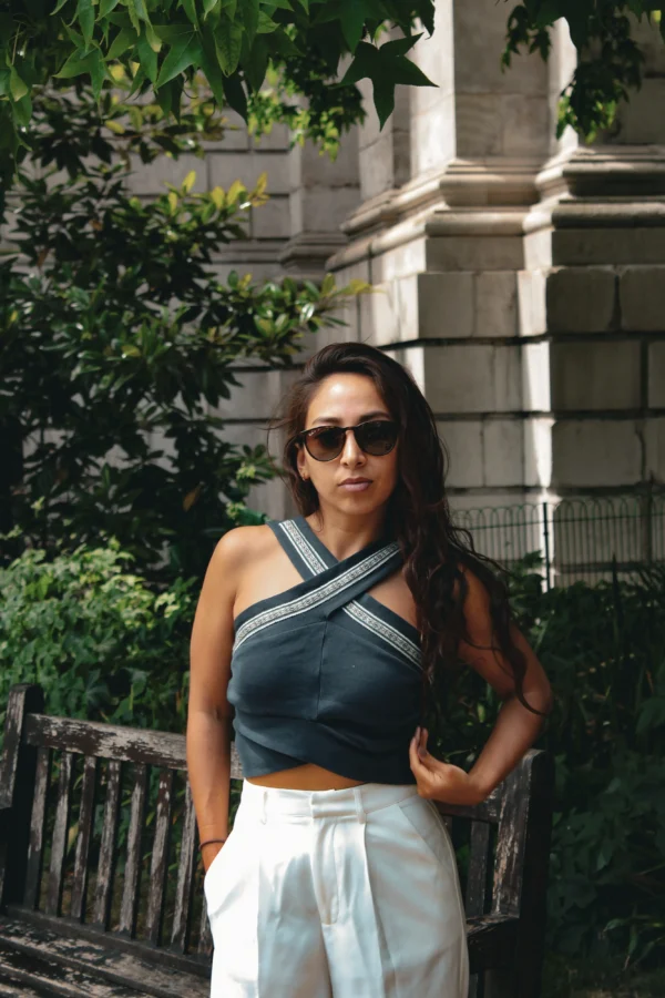 Humantay cross crop top - organic cotton - london Blue Crop Top Organic Cotton - Humantay