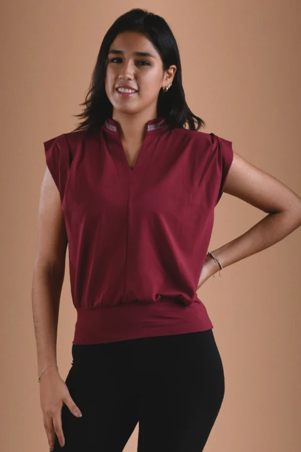Burgundy Red Blouse Organic Cotton - Nusta