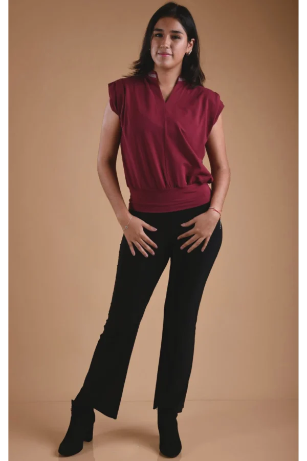 Burgundy Red Blouse Organic Cotton - Nusta