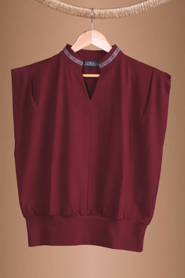 Burgundy Red Blouse Organic Cotton - Nusta