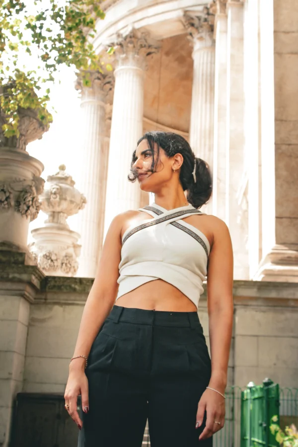 riti cross crop top - organic cotton - london Beige Cross Top Organic Cotton - Rit'i