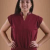 Burgundy Red Blouse Organic Cotton - Ausangate
