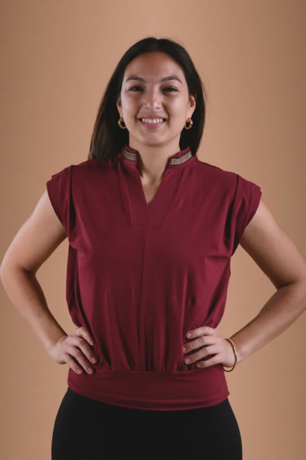 Burgundy Red Blouse Organic Cotton - Ausangate