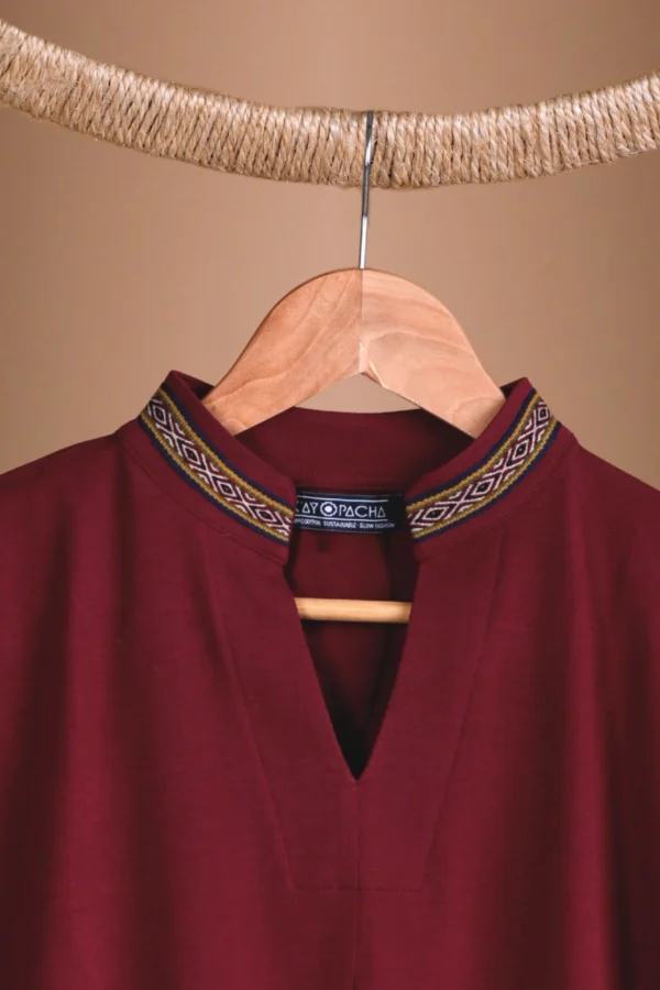 Burgundy Red Blouse Organic Cotton - Ausangate