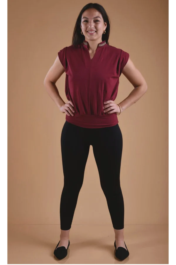 Burgundy Red Blouse Organic Cotton - Ausangate