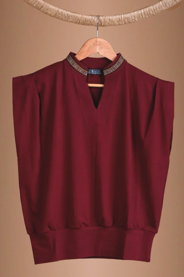 Burgundy Red Blouse Organic Cotton - Ausangate