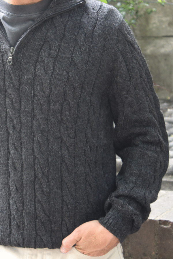 Grey Men Sweater Baby Alpaca Wool