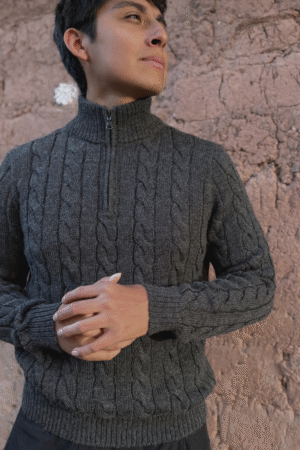 Grey Men Sweater Baby Alpaca Wool