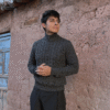 Grey Men Sweater Baby Alpaca Wool