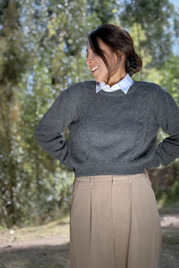 Grey Sweater Baby Alpaca Wool - Women