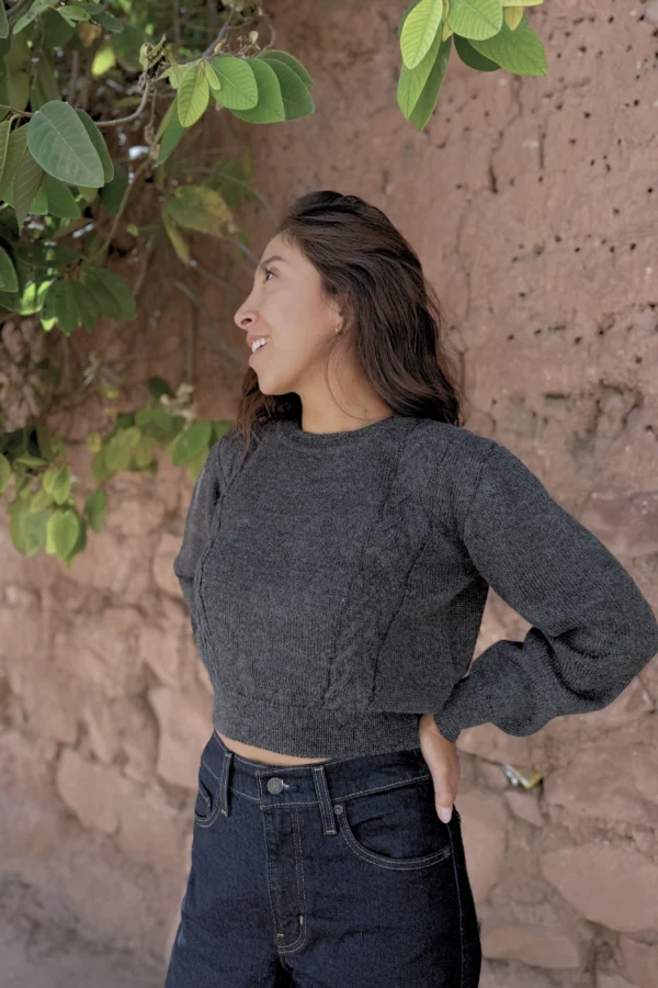 Grey Sweater Baby Alpaca Wool - Women