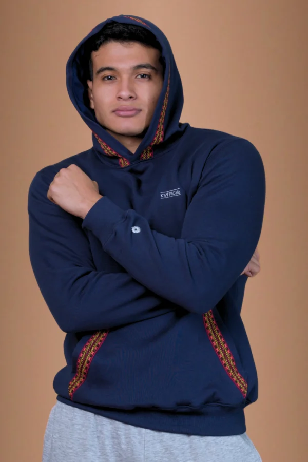 Navy Blue Beige Hoodies Organic Cotton - Sukha