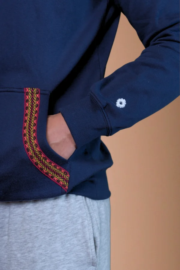 Navy Blue Beige Hoodies Organic Cotton - Sukha