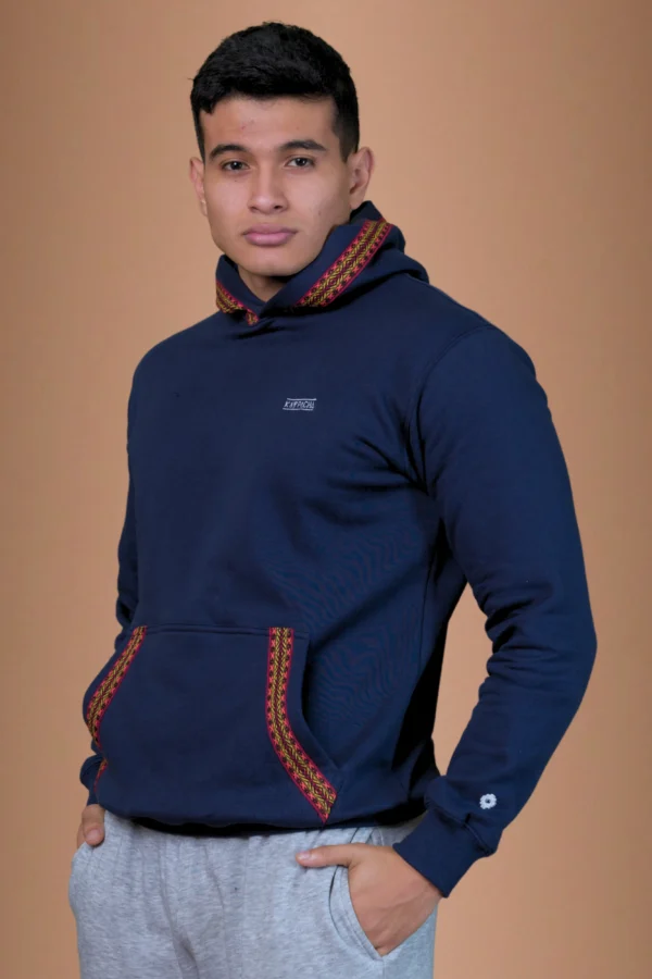 Navy Blue Beige Hoodies Organic Cotton - Sukha