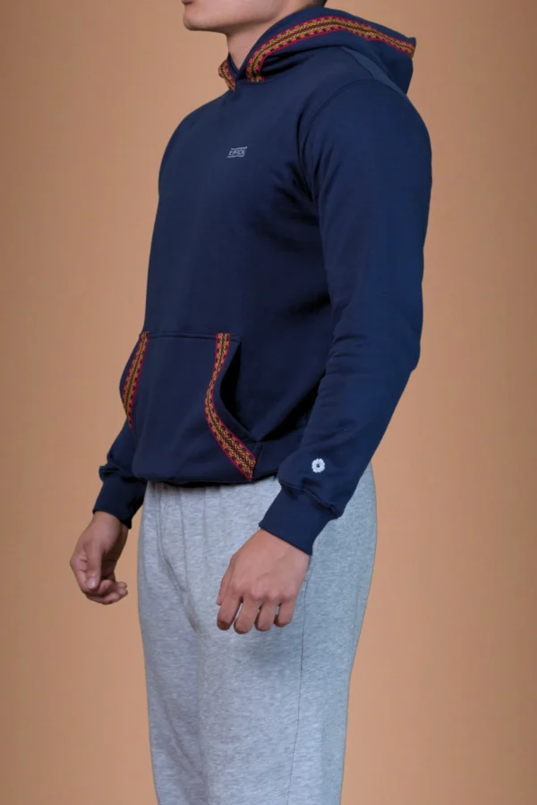 Navy Blue Beige Hoodies Organic Cotton - Sukha